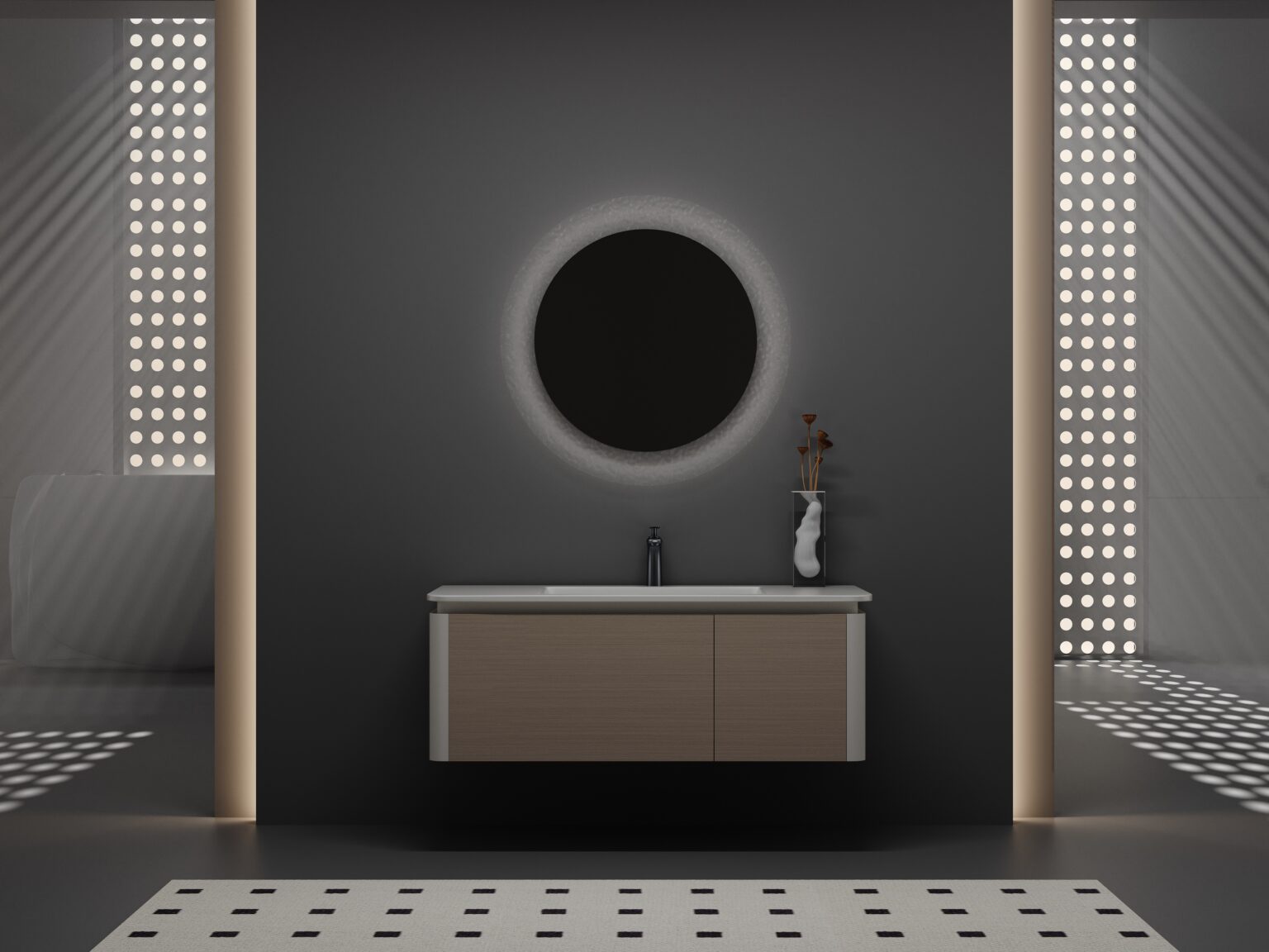 Luxury Wall-Mounted Bathroom Vanity Set with Sunshine LED Mirror