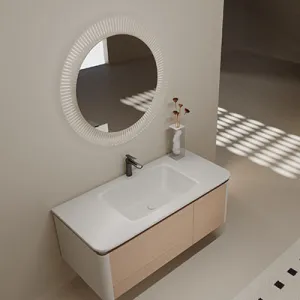 Luxury Wall-Mounted Bathroom Vanity Set with Sunshine LED Mirror