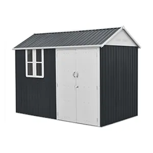 10x6 ft Steel Garden Shed with Window, Vents & Lockable Doors – Anthracite Grey