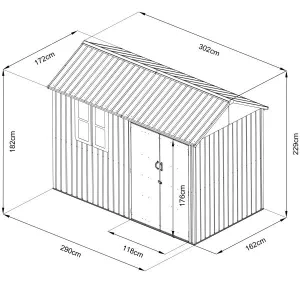 10x6 ft Steel Garden Shed with Window, Vents & Lockable Doors – Anthracite Grey — view 2 of 6