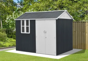 10x6 ft Steel Garden Shed with Window, Vents & Lockable Doors – Anthracite Grey — view 3 of 6
