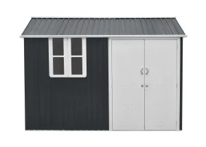 10x6 ft Steel Garden Shed with Window, Vents & Lockable Doors – Anthracite Grey — view 4 of 6