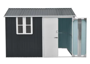 10x6 ft Steel Garden Shed with Window, Vents & Lockable Doors – Anthracite Grey — view 6 of 6