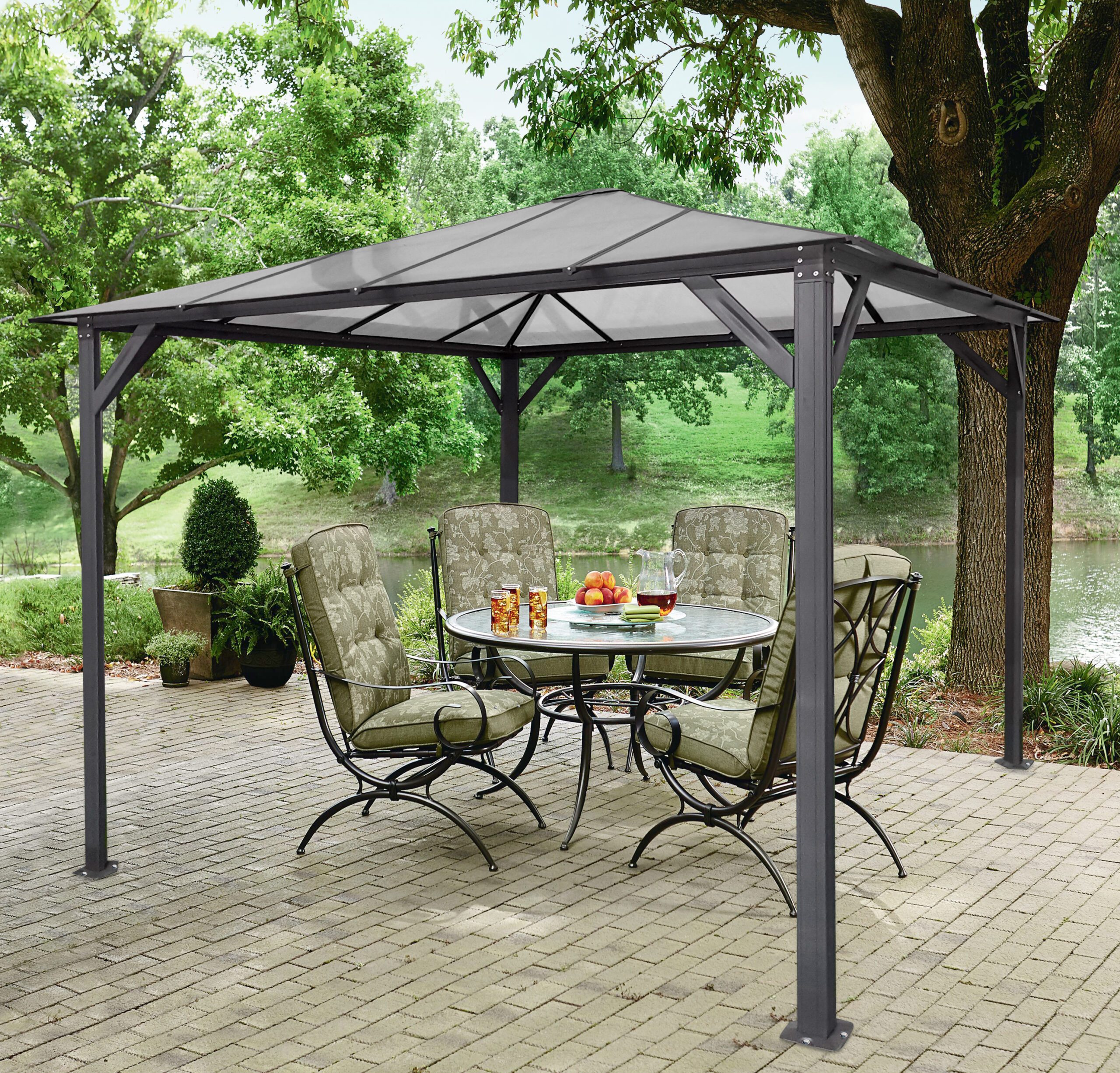 10x10 ft Aluminum Patio Gazebo with Polycarbonate Roof
