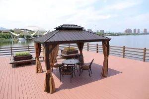 3x3.65M Double-Top Luxury Aluminum Gazebo with Mosquito Net – All-Season Outdoor Pavilion — view 8 of 10