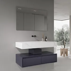 Deep Blue Serenity Floating Bathroom Vanity Set