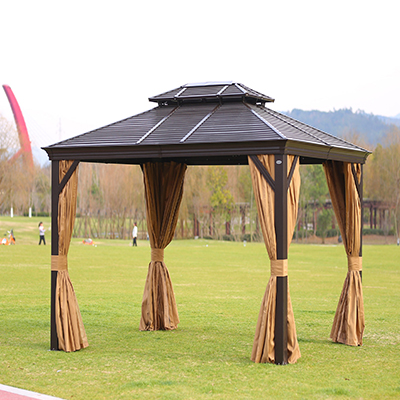 3x3M Double-Top Luxury Aluminum Gazebo with Mosquito Net – Premium Outdoor Shelter
