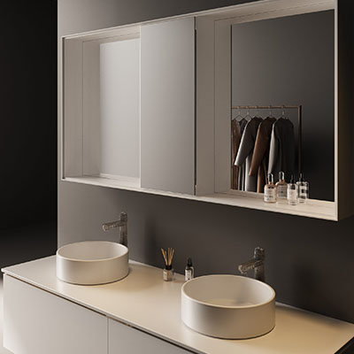 Frosted Gray Tranquillity Double Basin Vanity Set