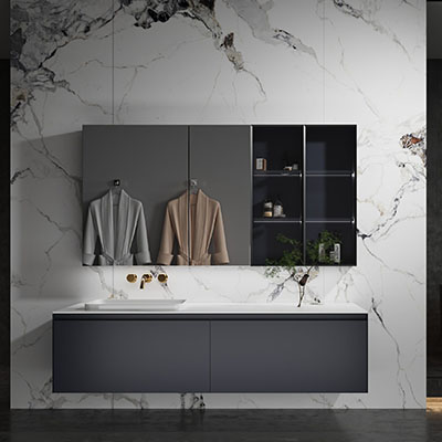 JM Blue Floating Vanity Set