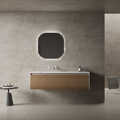 White & Oak Floating Vanity Set