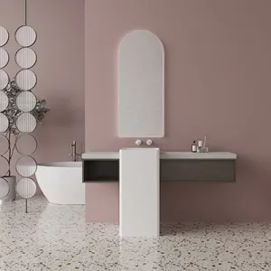 Walnut & Water Cloud White Floating Vanity Set with Floor Standing Basin