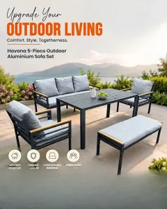 Havana 5-Piece Outdoor Aluminium Sofa Set | Modern Patio Furniture