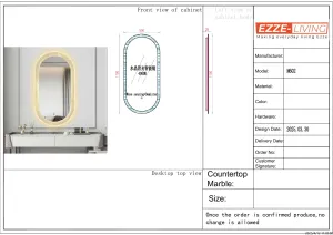 Oval LED Bathroom Mirror with Stone Pattern Acrylic Frame 500×1100mm — view 4 of 4