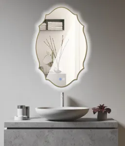 Decorative LED Bathroom Mirror with Metal Frame 672×1100mm — view 2 of 3