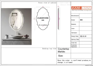 Decorative LED Bathroom Mirror with Metal Frame 672×1100mm — view 3 of 3