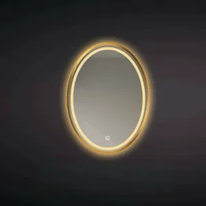 Oval LED Bathroom Mirror with Gold Edge Frame 620×900mm — view 2 of 3