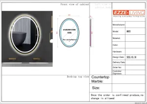 Oval LED Bathroom Mirror with Gold Edge Frame 620×900mm — view 3 of 3
