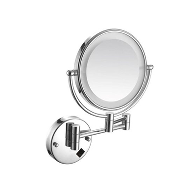 8-Inch Wall-Mounted LED Makeup Mirror with Magnification and Chrome Finish