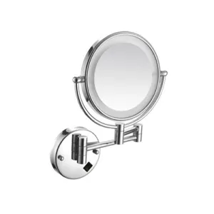 8-Inch Wall-Mounted LED Makeup Mirror with Magnification and Chrome Finish