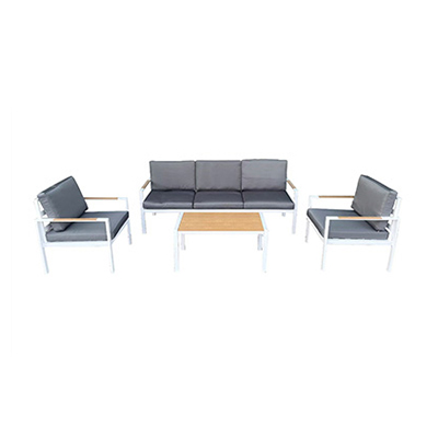 Havana - 4-Piece Sofa Set | White Aluminum Frame with Grey Cushions