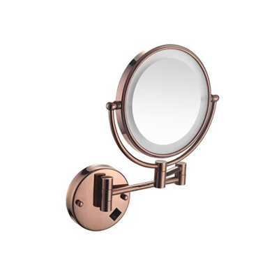 8-Inch Wall-Mounted LED Makeup Mirror with Magnification – Rose Gold Finish