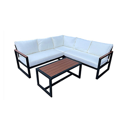 Eco - Corner Sofa Set | Aluminium Frame with Brown Accents
