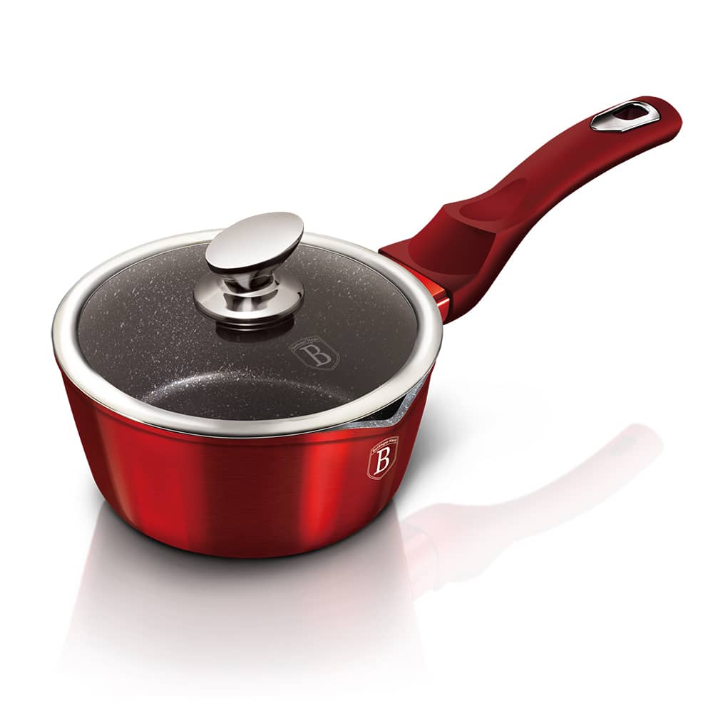 Saucepan with Glass Lid 16 cm Berlinger Haus BH1525 Burgundy