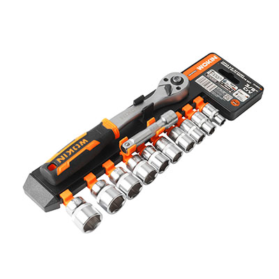 12PCS 3/8" RATCHET HANDLE WITH SOCKETS SET (INDUSTRIAL)