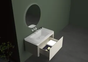 Luxury Bathroom Vanity with LED Mirror – Beige Matte Finish