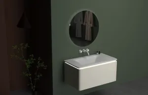 Luxury Bathroom Vanity with LED Mirror – Beige Matte Finish