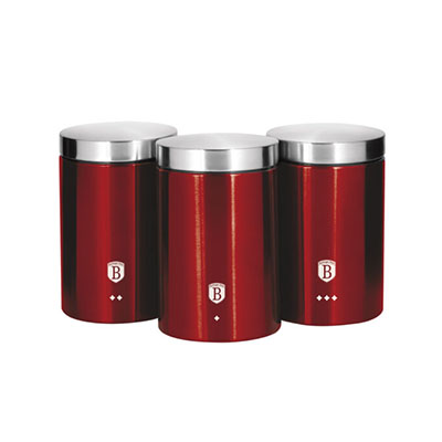 3 Piece Kitchen Canister Set Berlinger Haus BH/1343 Burgundy Collection