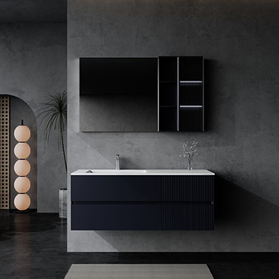 Frosted Gray Horizon Floating Bathroom Vanity Set