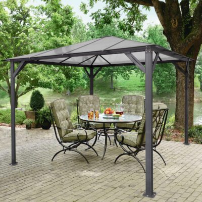 10x10 ft Aluminum Patio Gazebo with Polycarbonate Roof