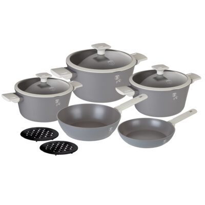 Matt grey Aspen 10 Piece Cookware set Berlinger Haus BH7061