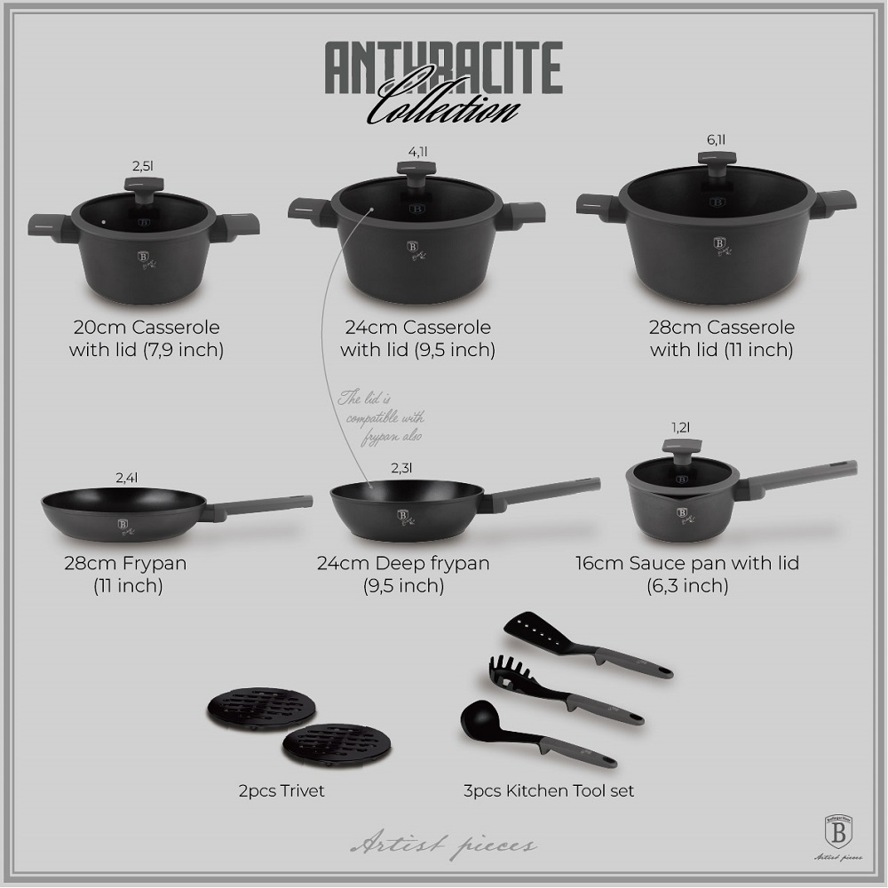 15 pcs cookware set Berlinger Haus BH8141 anthracite - Image 2