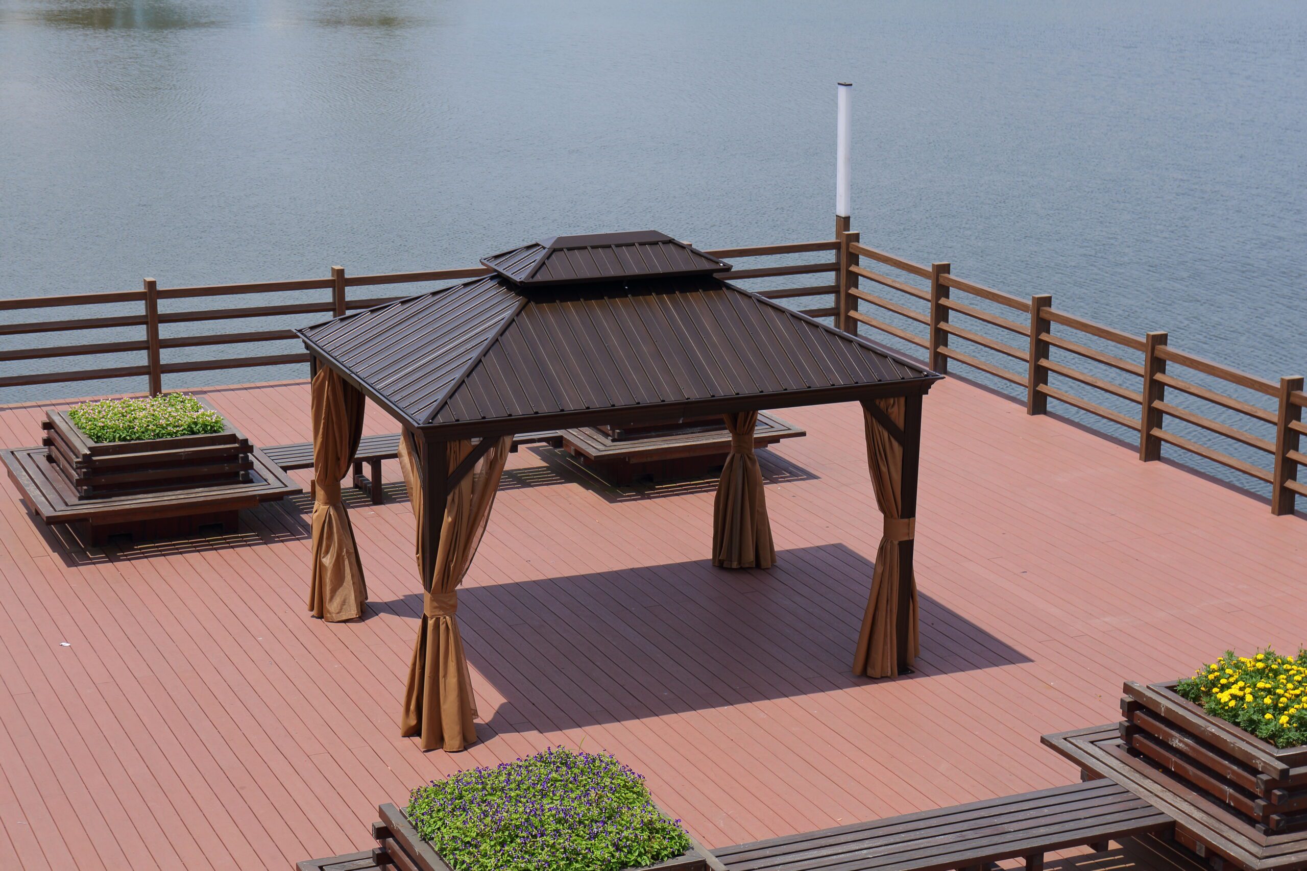 3x3.65M Double-Top Luxury Aluminum Gazebo with Mosquito Net – All-Season Outdoor Pavilion - Image 2