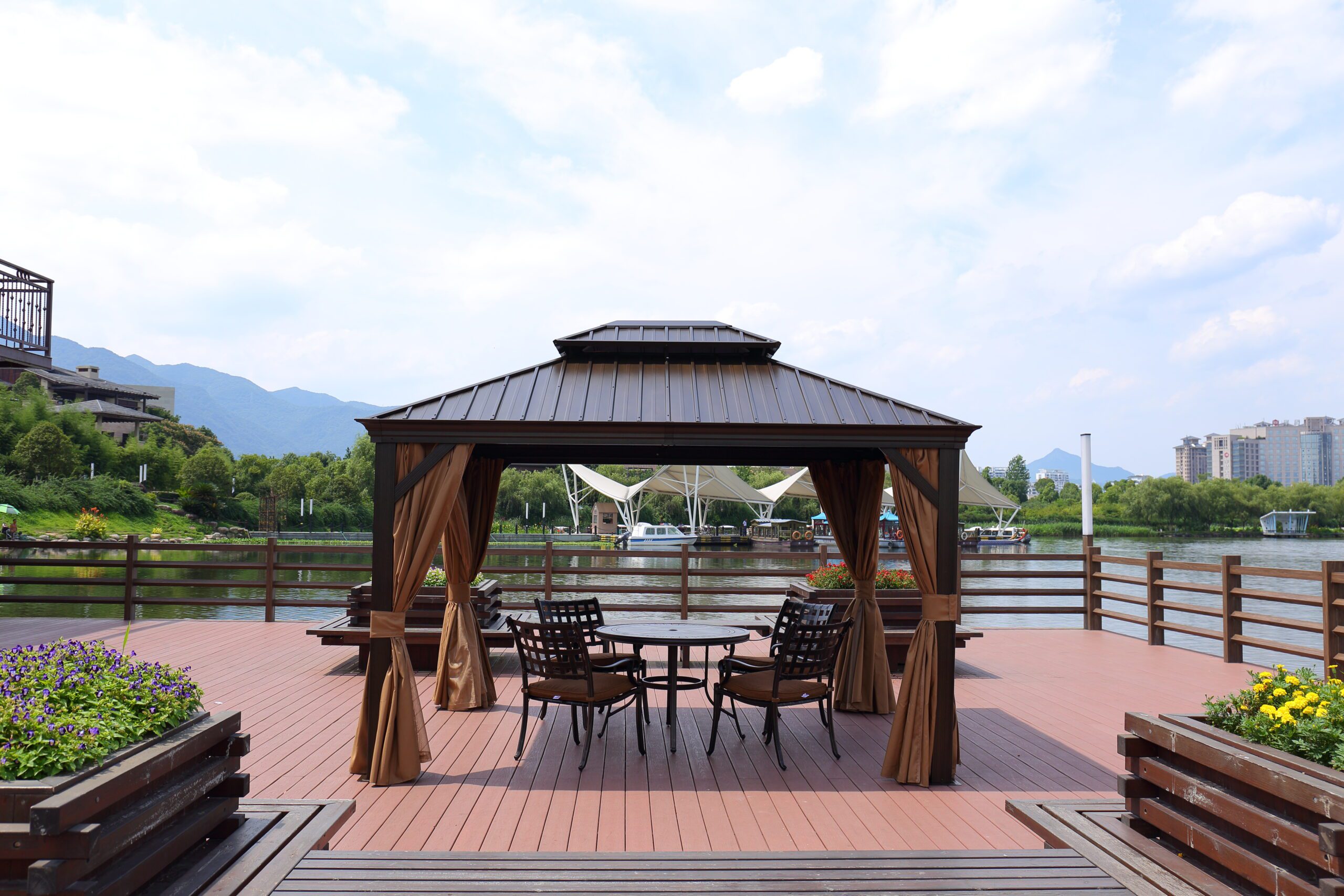 3x3.65M Double-Top Luxury Aluminum Gazebo with Mosquito Net – All-Season Outdoor Pavilion - Image 9