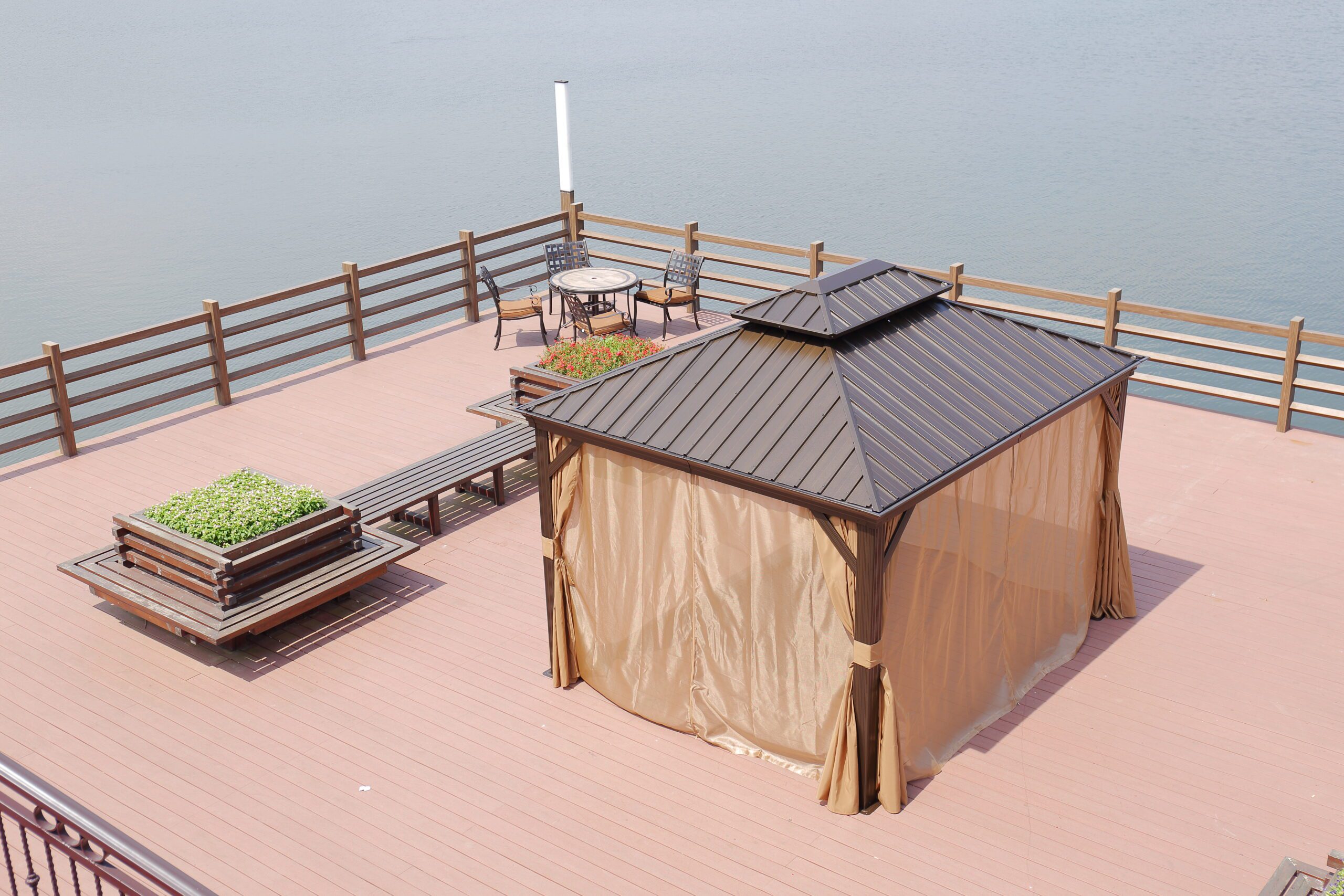 3x3.65M Double-Top Luxury Aluminum Gazebo with Mosquito Net – All-Season Outdoor Pavilion - Image 7