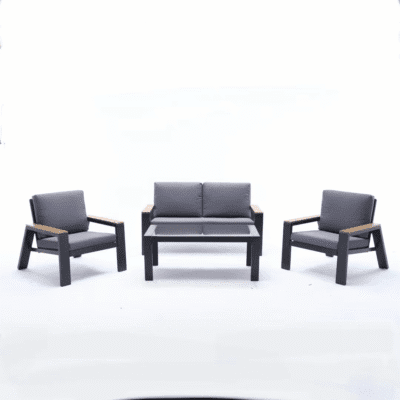 Uixe - 4-Piece Modern Outdoor Sofa Set | Aluminium Frame in Grey Finish