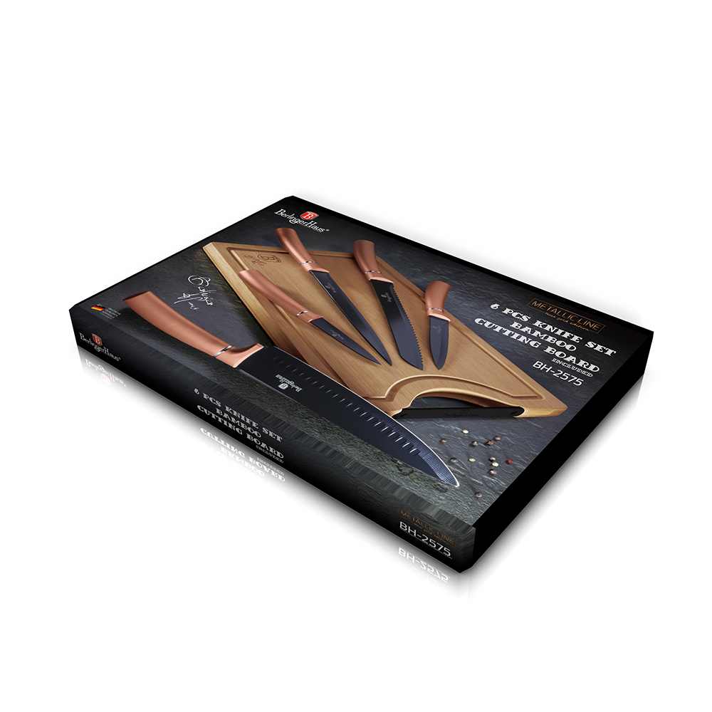 6 pcs knife set with bamboo cutting board - Image 3