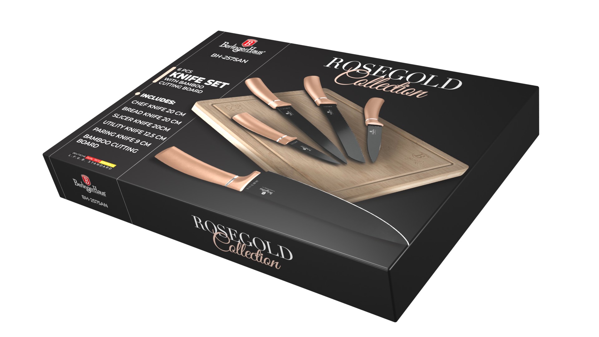 6 pcs knife set with bamboo cutting board - Image 4