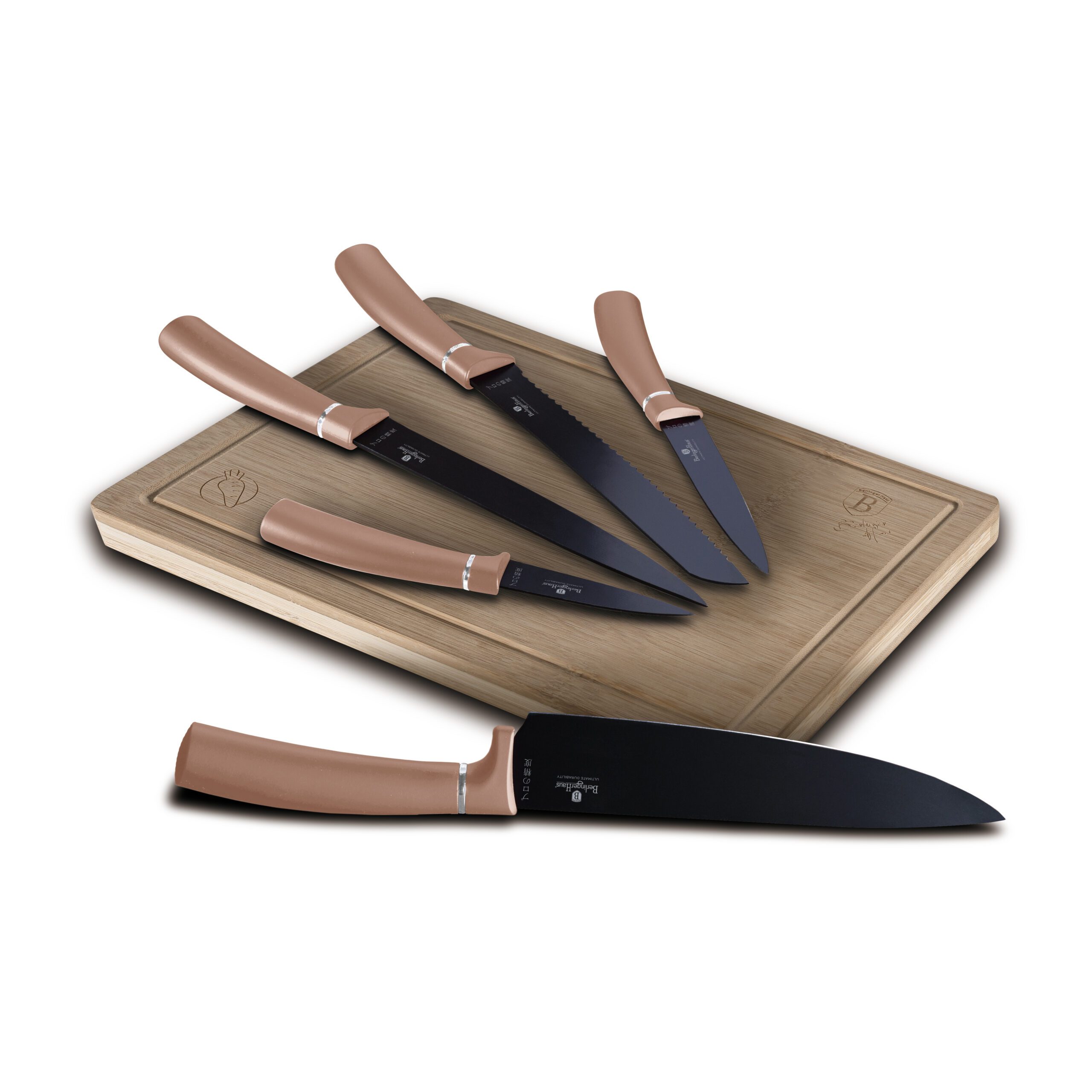 6 pcs knife set with bamboo cutting board